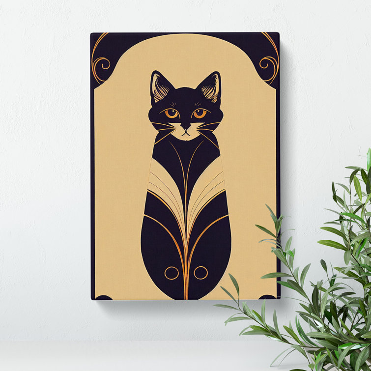 Marlow Home Co. XC10221301X Cat Art Deco No.2 Wrapped Canvas Graphic